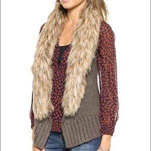 BB Dakota Lida Sweater Vest with Faux Fur Trim